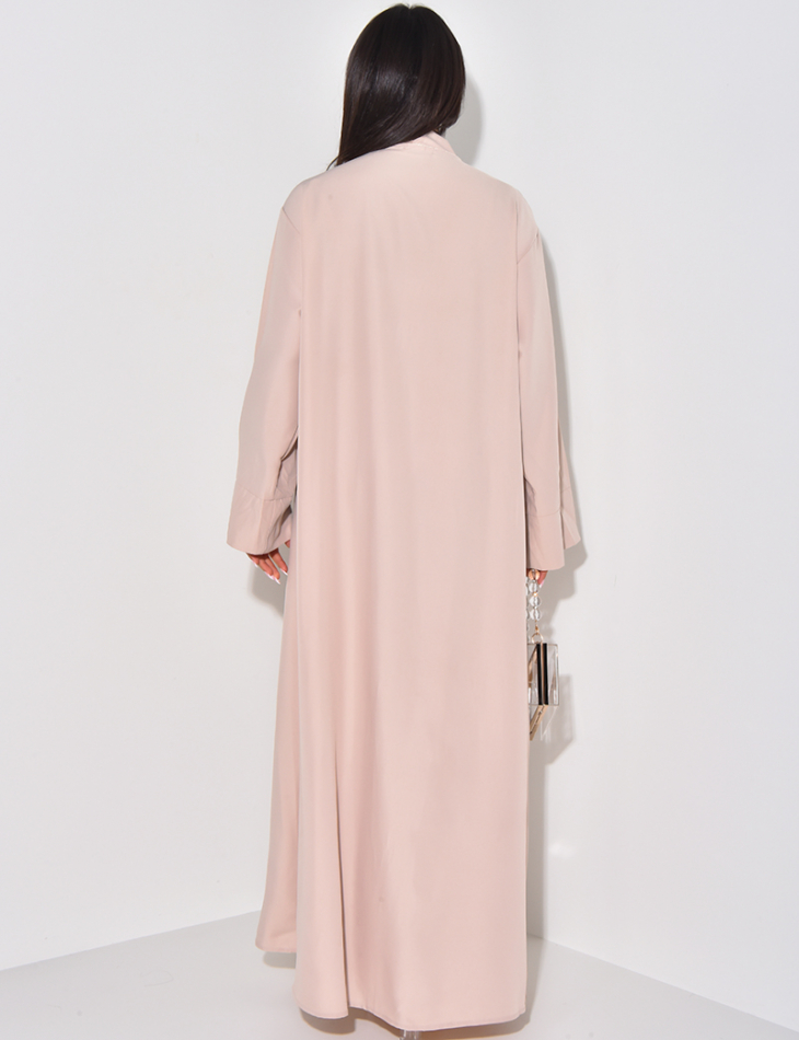 Abaya en satin à cristaux , strass & dorures