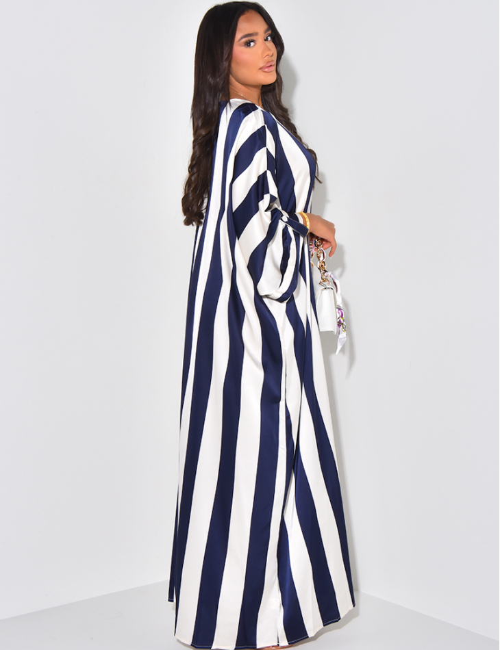 Abaya with contrasting stripes
