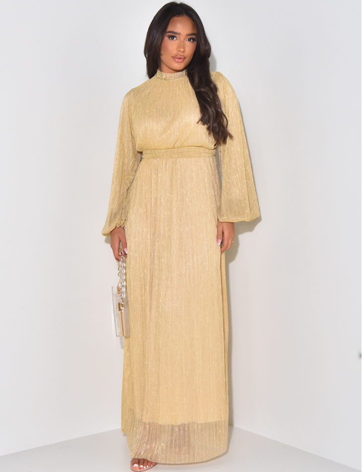 Tailliertes langes Abaya-Kleid mit Pailletten.