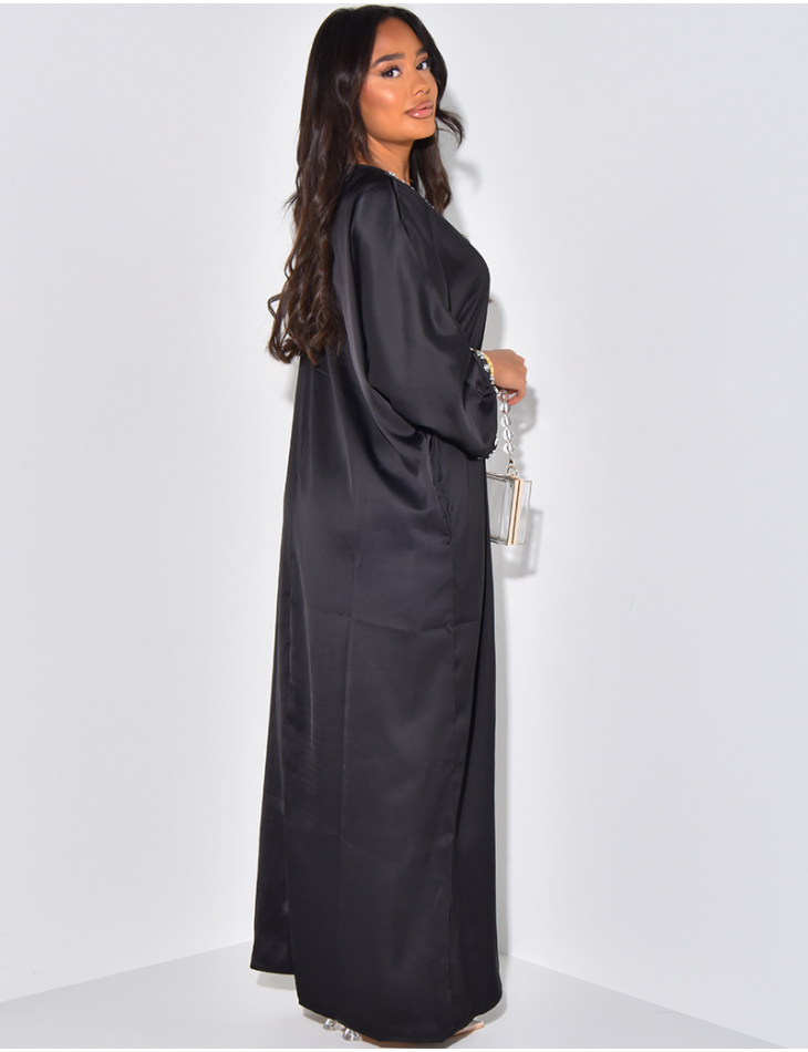 Loose abaya with crystals on the edges