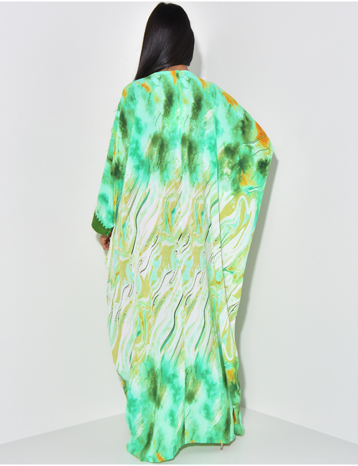Lockere Abaya mit aufgedruckten Mustern und Stickereien