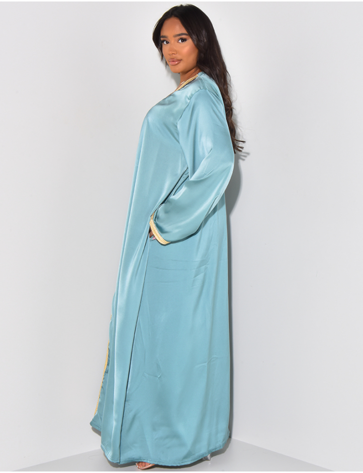 Loose abaya with gold & rhinestones