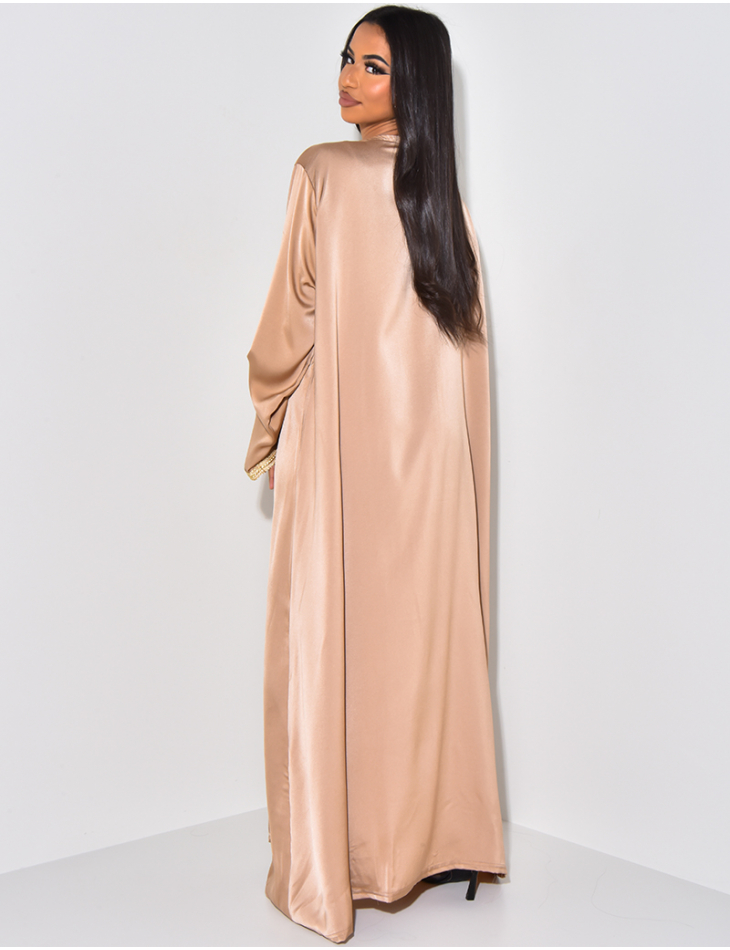 Loose abaya with gold & rhinestones