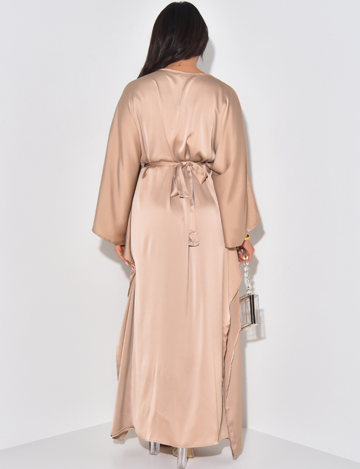 Satin abaya, fitted at the waist