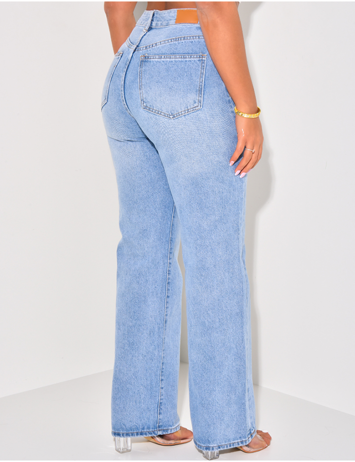 Washed effect straight-leg jeans