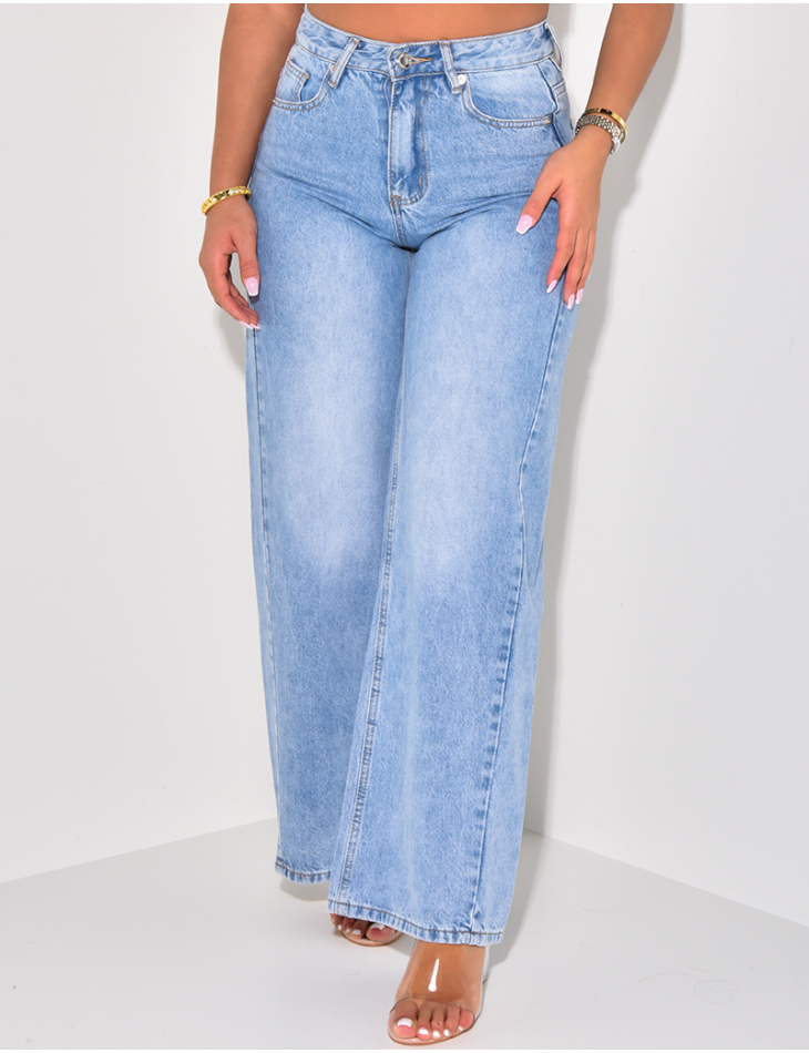 Jeans taille haute coupe large
