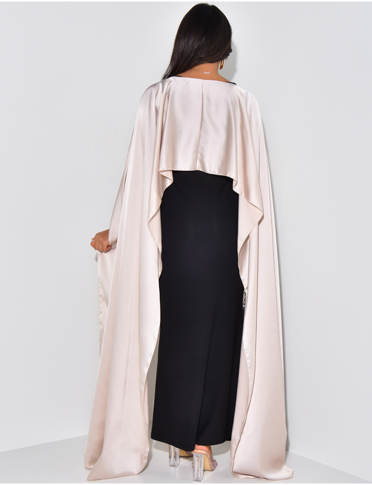 Long dress with contrasting satin veil