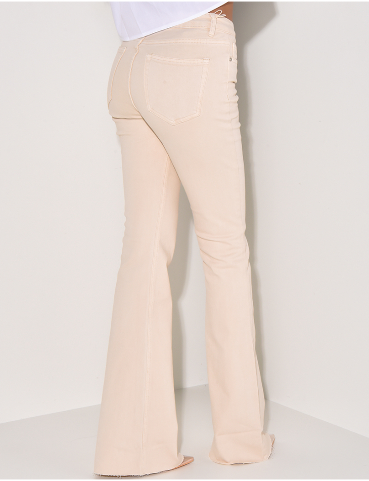 Light beige low-rise jeans with flare legs