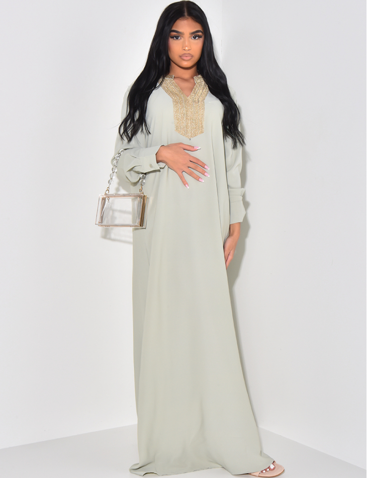 Long abaya with embroidery