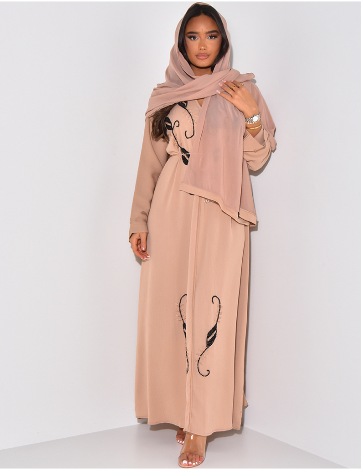 Abaya made in Dubai à strass & voile