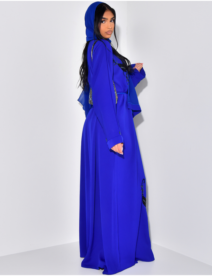 Abaya made in Dubai à strass & voile