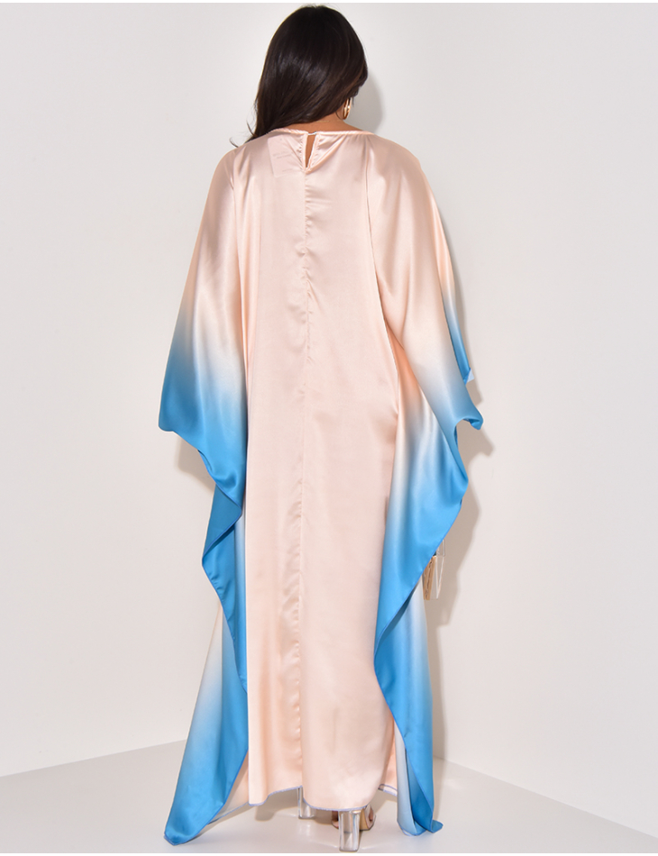 Robe en satin ample ajustée à la taille effet tie and dye