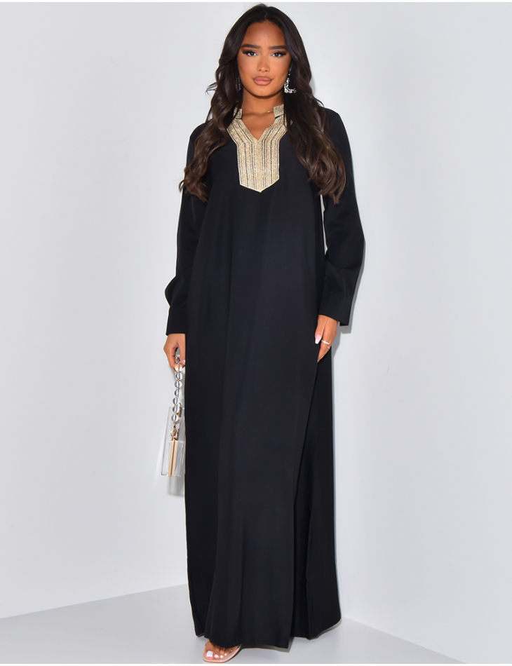 Long abaya with embroidery