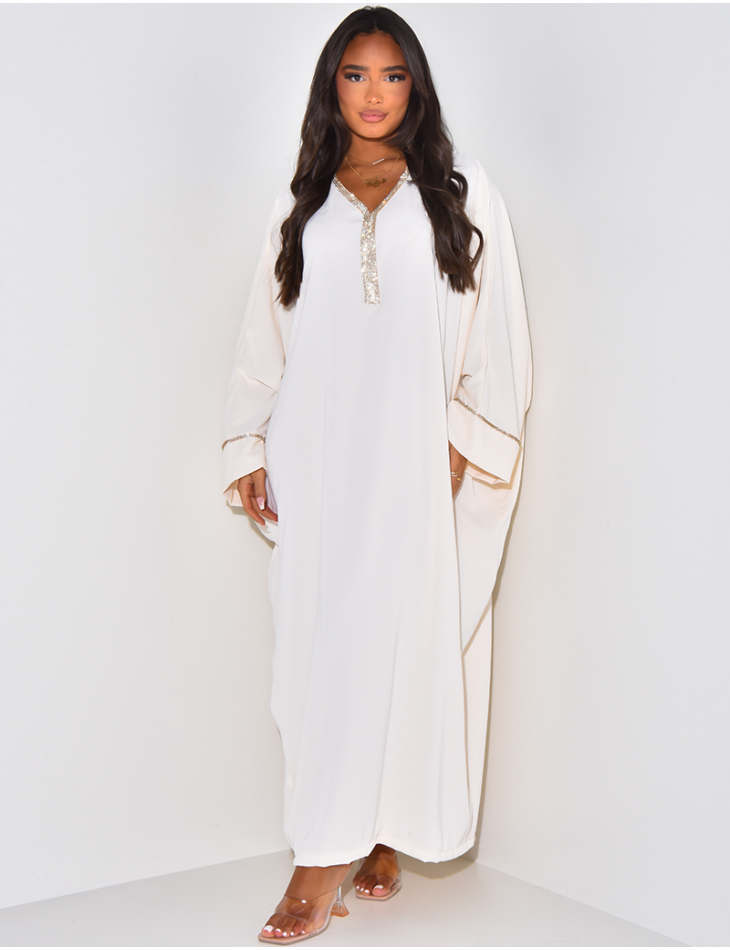 Robe abaya fluide avec strass