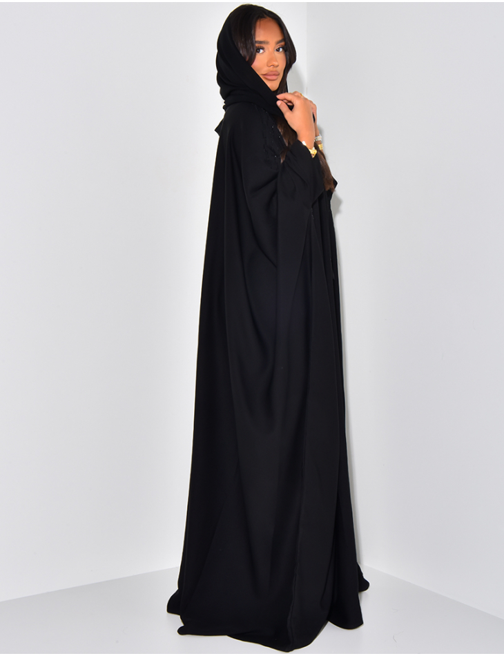 Abaya made in Dubai mit Strasssteinen und passendem Kopftuch