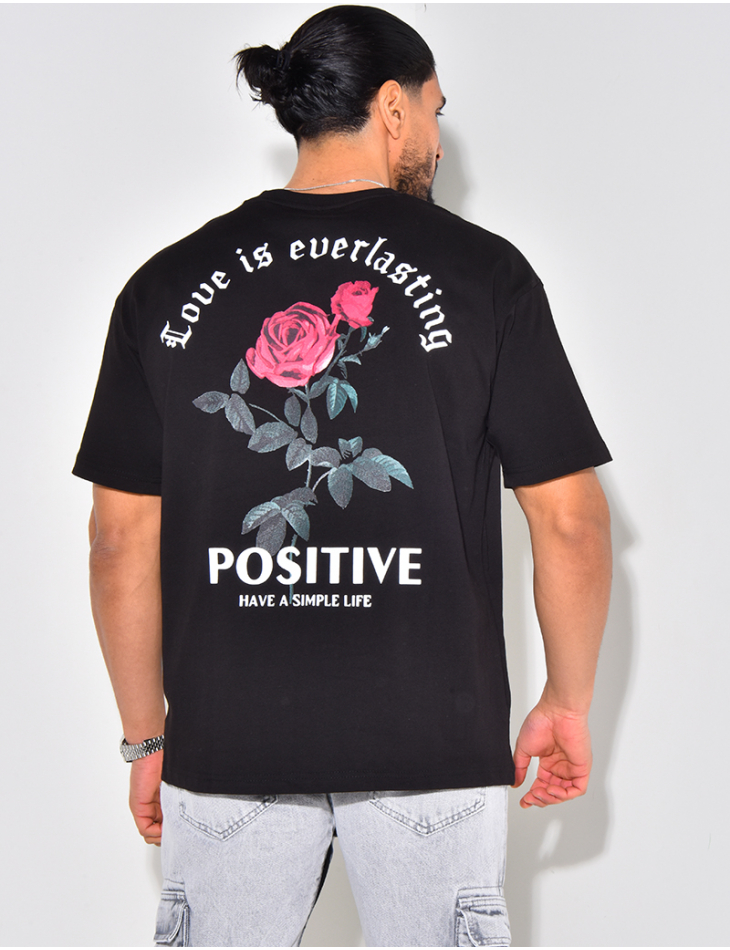 T-shirt "Positive" motifs rose