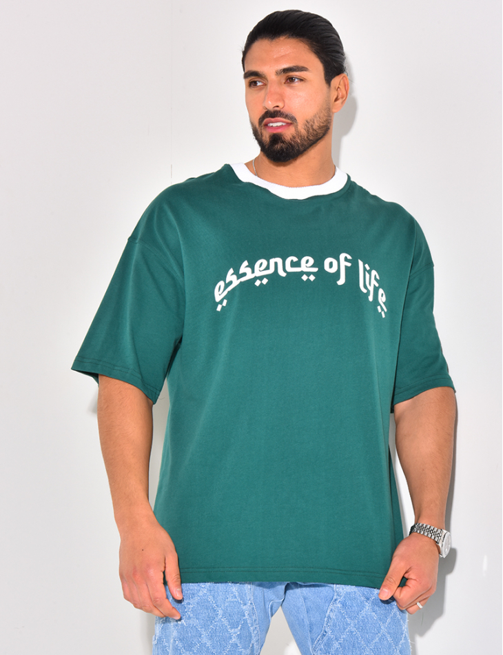 T-shirt à col côtelé "Essence of life"