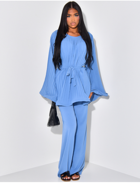 Pleated trousers and tunic set