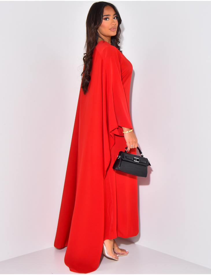   Fluid cape dress to tie at the waist