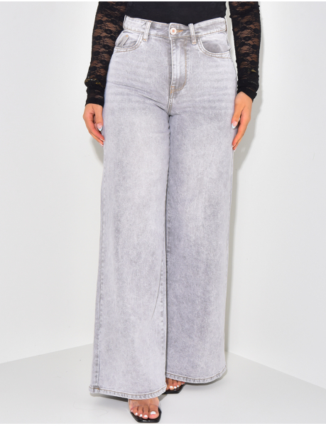 Faded grey stretchy straight-leg jeans