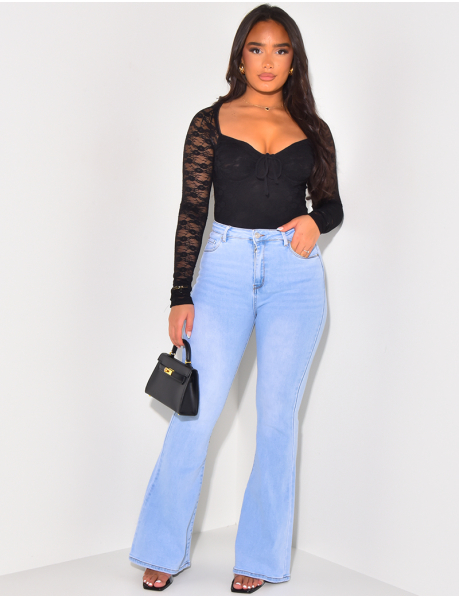Stretchy high-waisted flare jeans