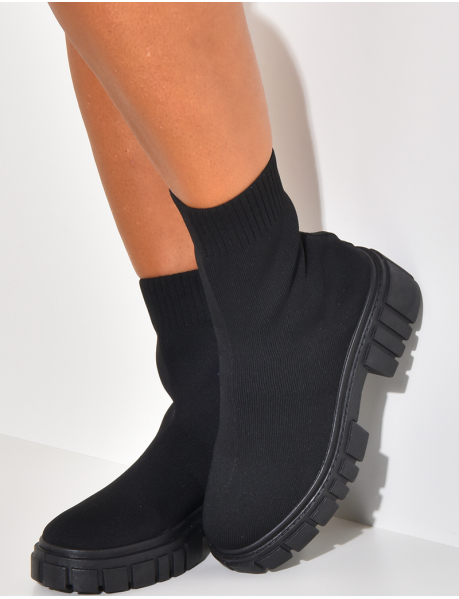 Sock Boots with Lugged Sole